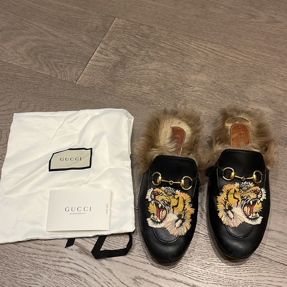 Gucci Princetown Slipper Fur Loafers - Picture 2 of 12